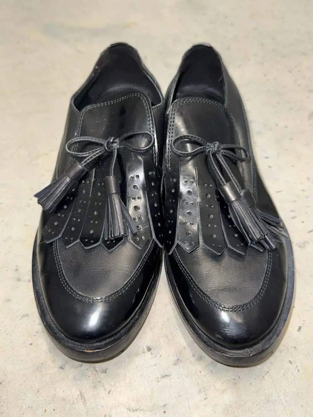 Geox D Donna Brogue F Black Leather Tassel Kiltie Loafers Size 37
